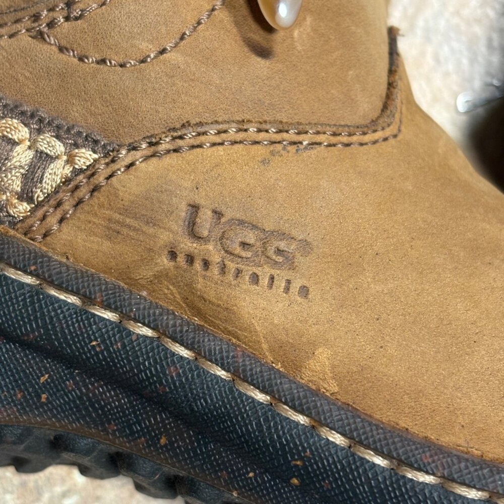 UGG Australia Kona Chestnut Suede Leather Boots W/ Shearling Toggle Close 6 - Picture 9 of 13